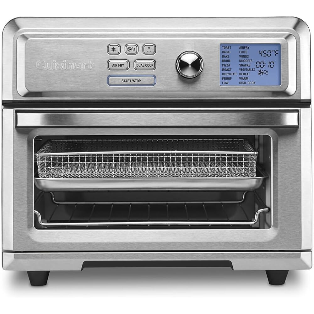 Cuisinart Air Fryer Toaster Oven, Digital Display, 1800 Watt Air Fryer Toaster Oven Combo with Adjustable Temperature and Controls, Stainless Steel Small Kitchen Appliance, TOA-65,Silver