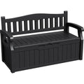 Greesum 80 Gallon Storage Bench Outdoor Deck Box with Armrest, Patio Furniture,Lockable, Waterproof and UV Resistant, Suitable for Garden, Pool, Black