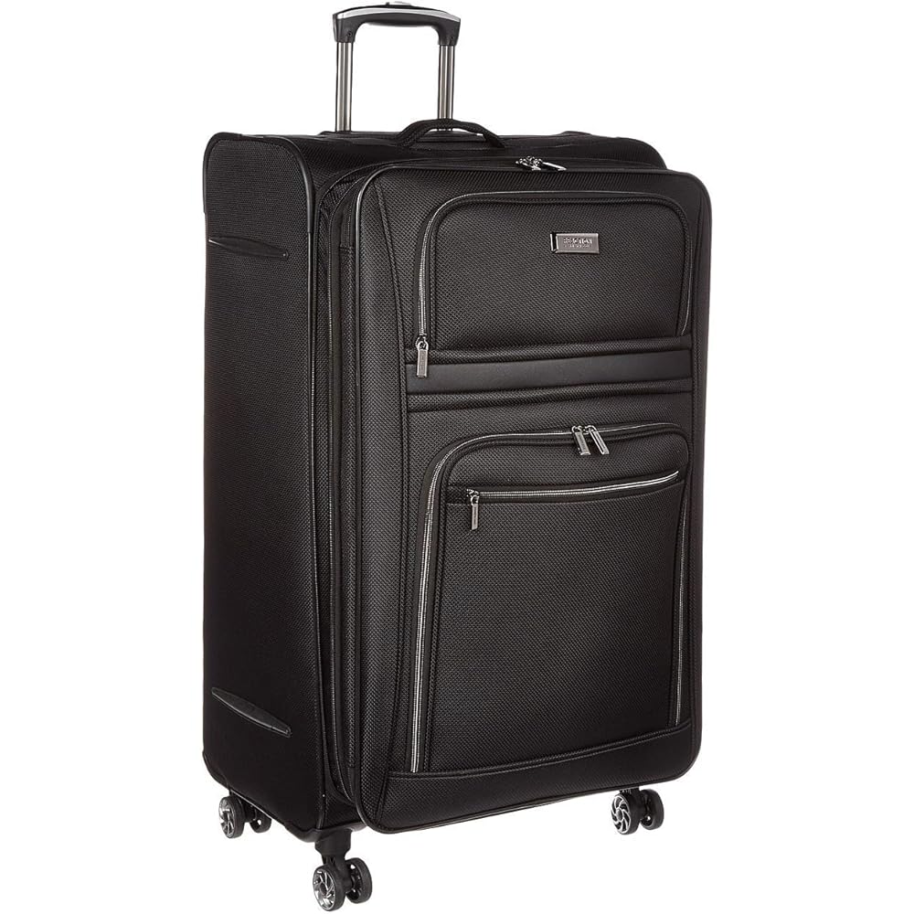 | Kenneth Cole REACTION Rugged Roamer Lightweight Softside Expandable 8-Wheel Spinner Luggage, Black, 28-Inch Checked | Carry-Ons