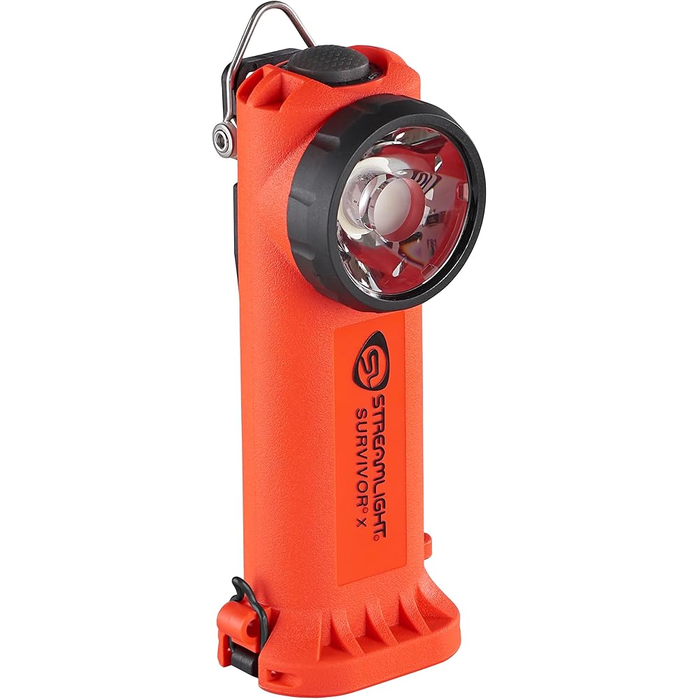 Streamlight 90044 Survivor X USB 250-Lumen USB Rechargeable Right-Angle Firefighter's Flashlight with Rechargeable Battery Pack, Orange Basic Handheld Flashlights