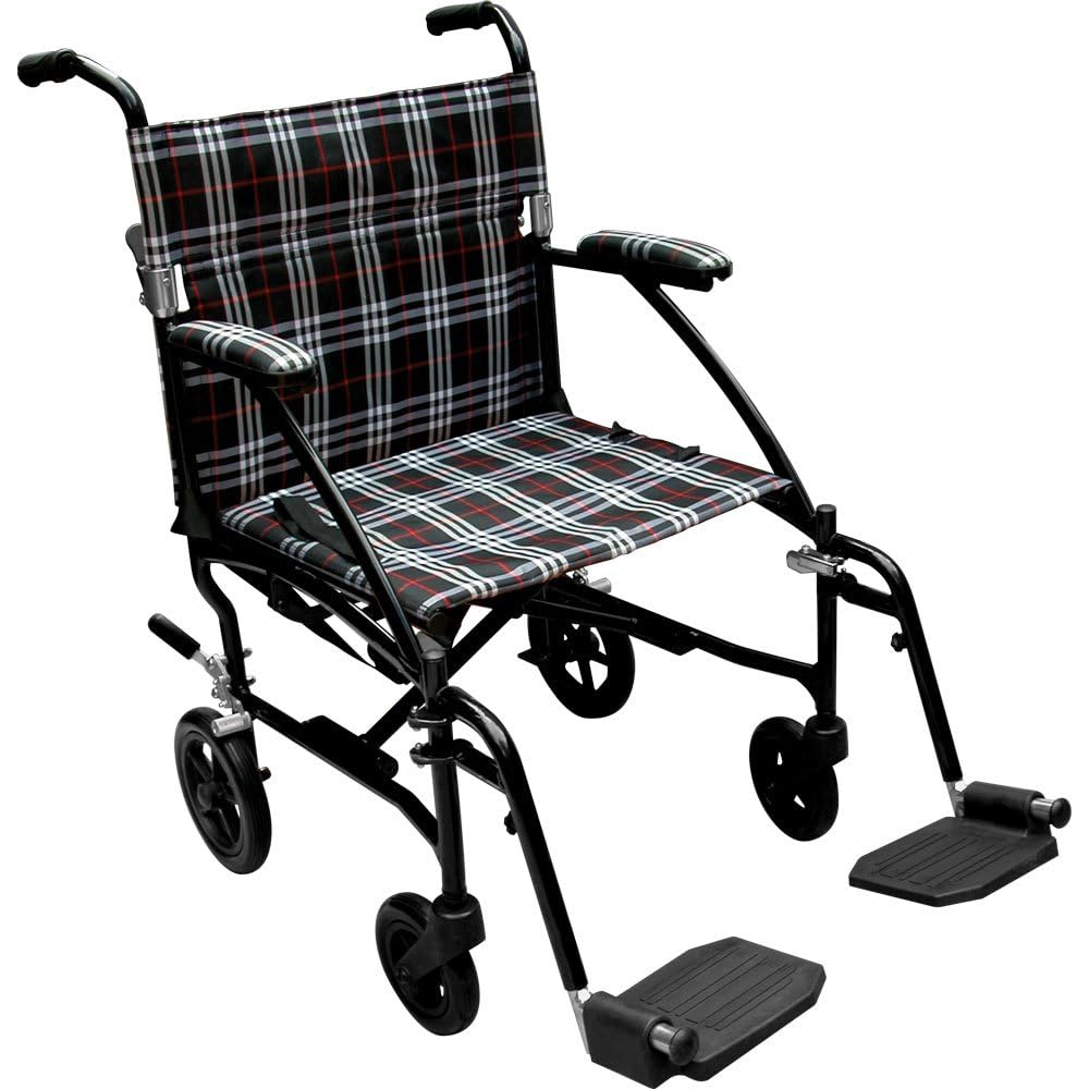 Drive Medical Fly-Lite Lightweight Folding Transport Wheelchair (Black)
