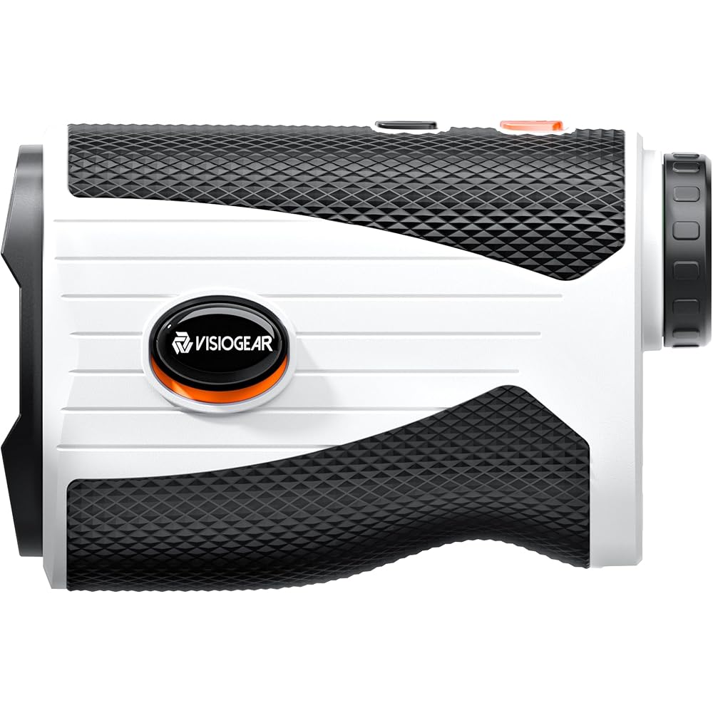 VISIOGEAR Golf Rangefinder with Slope, 1200 Yards Laser Range Finder for Golfer, 7X Magnification Range Finder Rechargeable Golf Accessories for Men, Flag Pole Locking Vibration, White &amp; Black