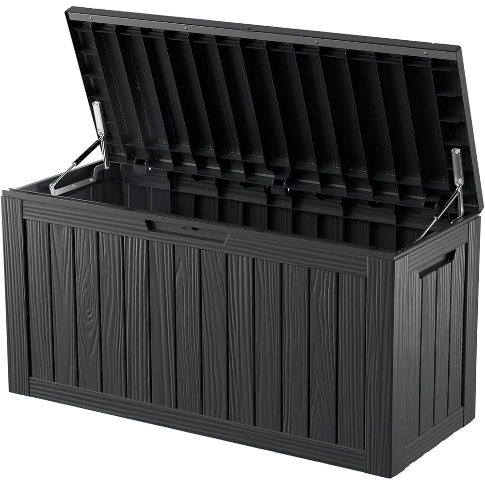 Decksplore 80-Gallon Lockable Resin Outdoor Storage Box (Black)