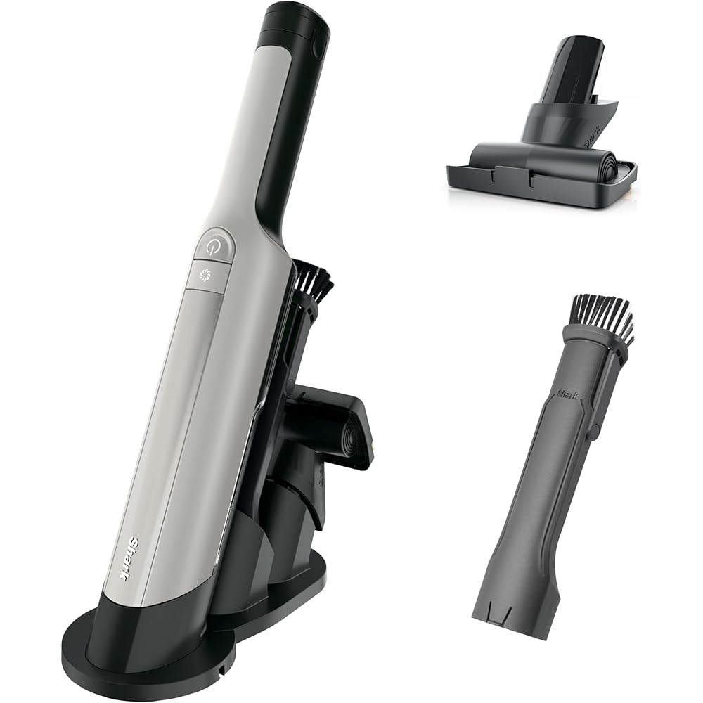 Shark WANDVAC Power PET Cordless Hand Vac, Ultra-Lightweight &amp; Portable with Powerful Suction &amp; Boost Mode, New FurFins Tool &amp; Duster Crevice Tool, Designed for Car &amp; Pet Homes, White, WV410WH