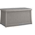 Suncast Elements Coffee Table with Storage, Weather-Resistant, Hinged Lid, Spacious 30 Gal. Hidden Storage, Ideal for Patios and Outdoor Spaces, Dove Gray