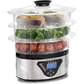 Hamilton Beach Digital Electric Food Steamer &amp; Rice Cooker for Quick, Healthy Cooking with Stackable Three-Tier Bowls for Vegetables and Seafood, 8.25 Quart, Black &amp; Stainless Steel