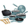Goodful Ceramic Nonstick Pots and Pans Set, Premium Ceramic Coating Made without PFOA, PTFE or PFAS, Dishwasher Safe, 12-Piece, Turquoise