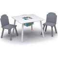 Delta Children Finn 3-Piece Table and Chair Set with Storage (White/Grey)