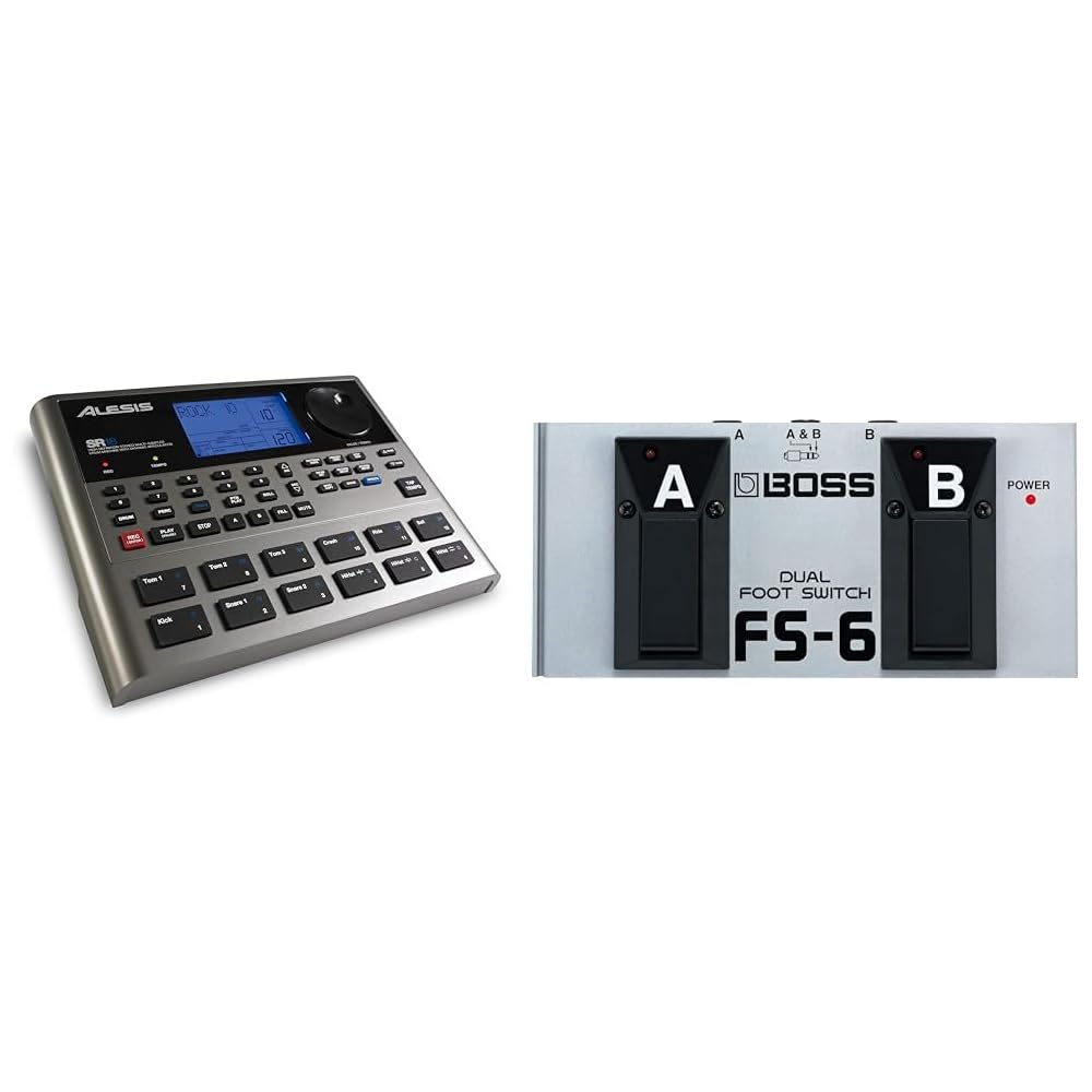 Alesis SR-18 Studio Drum Machine Bundle with Boss FS-6 Dual Footswitch