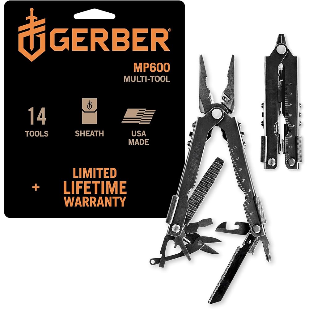 Gerber Gear Gear Multi-Plier 600 14-in-1 Bladeless Multipurpose Tool with Screwdriver, Needlenose Pliers, Can Opener, Wire Cutter &amp; More Made in USA Survival Tools