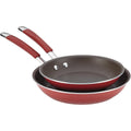 Rachael Ray Cucina Nonstick Frying Pan Set / Fry Pan Set / Skillet Set 9.25 and 11 Inch, Cranberry Red