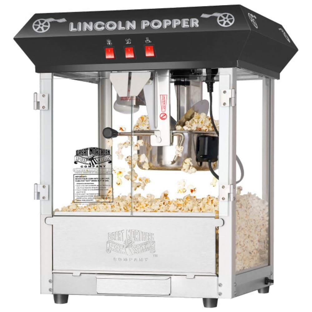 Lincoln 8 oz Commercial Popcorn Machine by Great Northern Popcorn (Black)