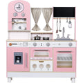EDUBEBO Height-Adjustable Wooden Play Kitchen Toy Set (Pink)