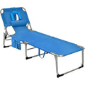 Folding Beach Lounge Chair with Open Face Hole (Blue)