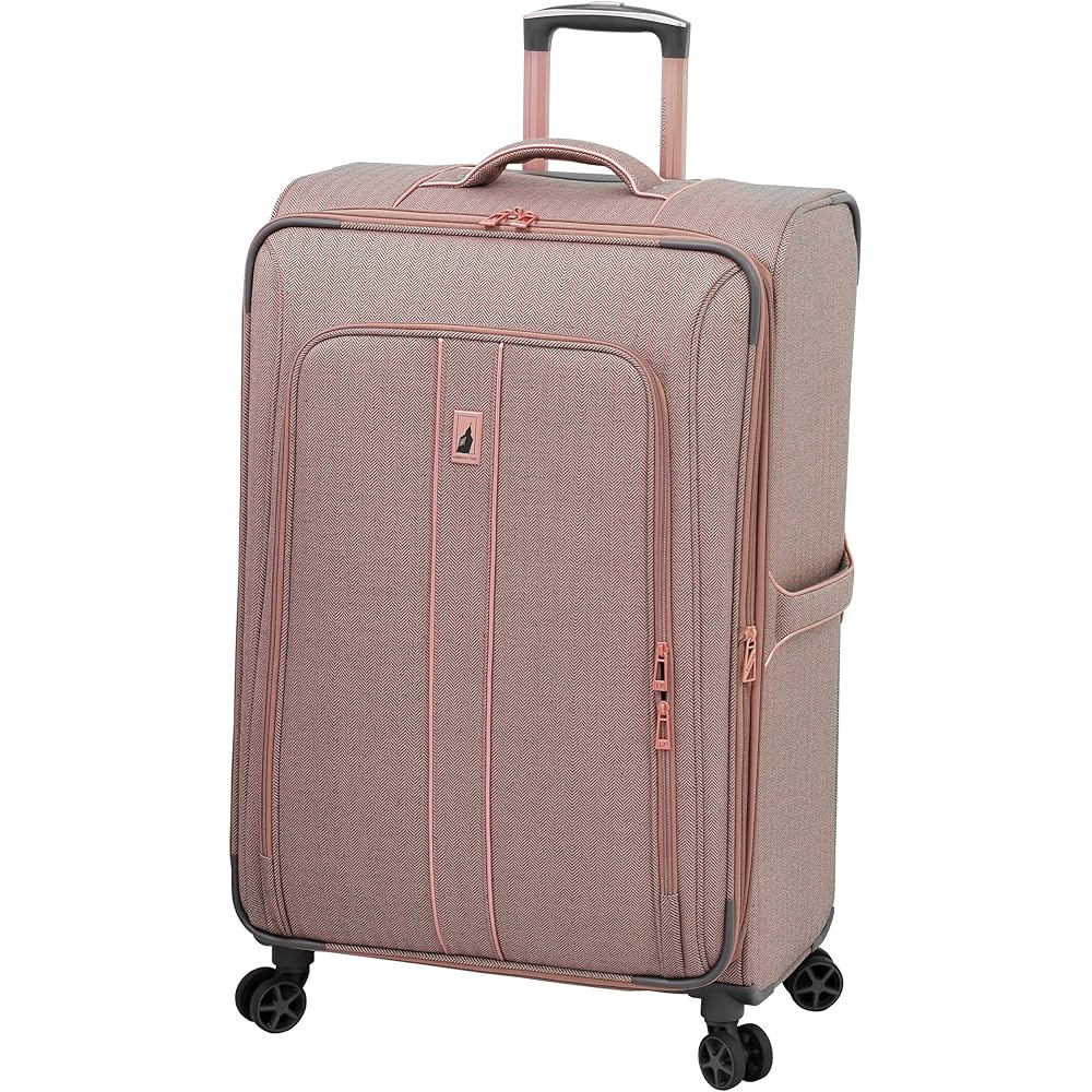 | LONDON FOG Newcastle Softside Expandable Spinner Luggage, Rose Charcoal Herringbone, Checked-Large 28-Inch | Carry-Ons