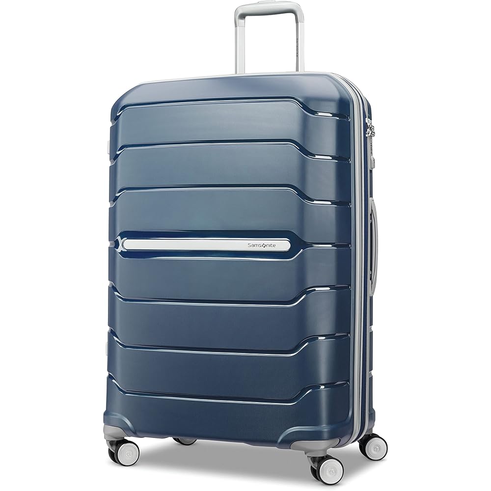 | Samsonite Freeform 28-Inch Large Luggage with Dual 360° Spinner Wheels Checked Suitcase TSA Lock, Airline-Approved Lightweight Durable Polypropylene Expandable Hardshell Navy | Suitcases