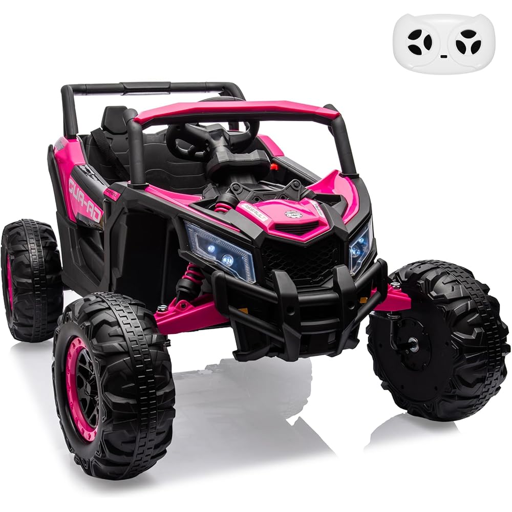 FUNTOK 24V Ride-On Off-Road UTV Electric Toy Car (Rose Gold)