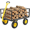 VEVOR 1400 Lbs Steel Garden Cart, Heavy Duty Pullable Garden Wagon Yard Cart, 2 in 1 Outdoor Metal Utility Wagon Yard Trailer with 13" All Terrain Tires, Mesh Removable Sides and 180°Rotating Handle