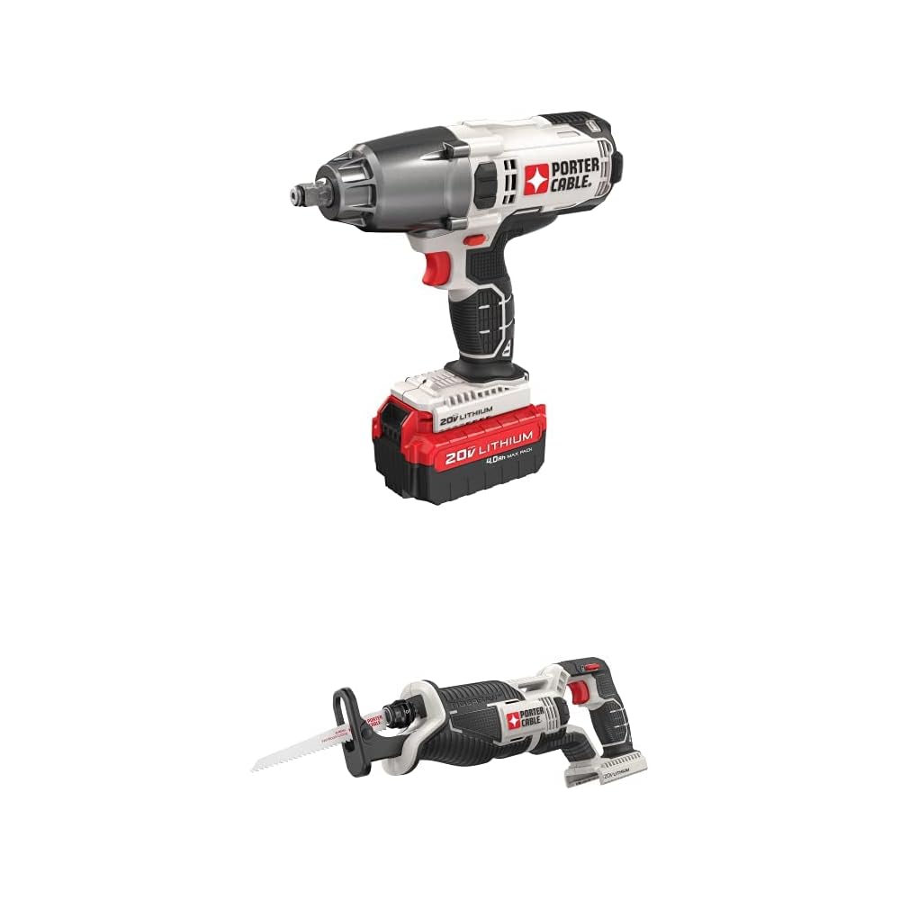 PORTER-CABLE 20V MAX 1/2-Inch Impact Wrench and Reciprocating Saw Combo Kit