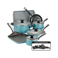 Farberware 21926 High Performance Nonstick Cookware Pots and Pans Set Dishwasher Safe, 17 Piece, Aqua