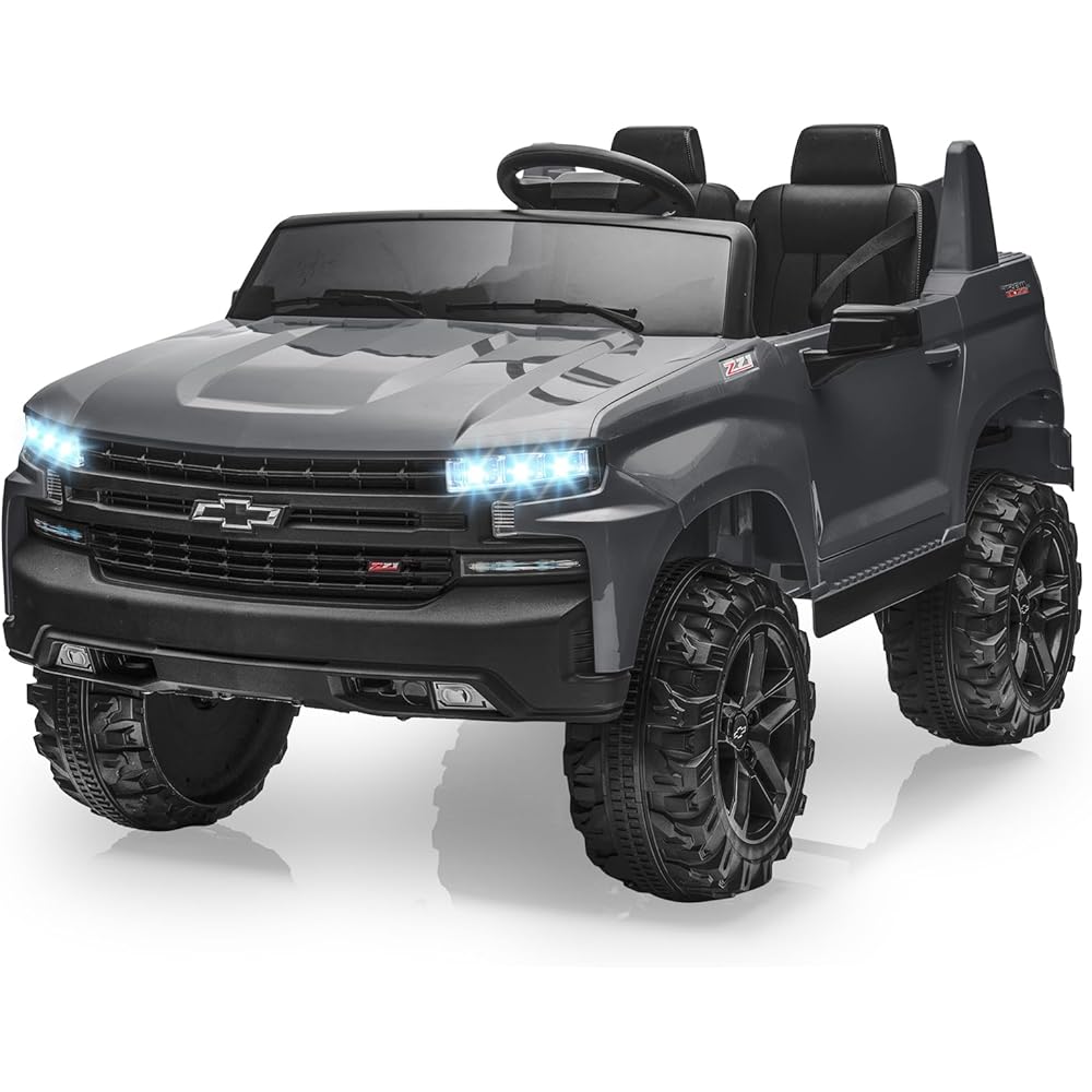 Jojoka Licensed Chevrolet Silverado 24V 2-Seater Kids Ride-On Truck (Gray)