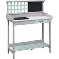 Outsunny Outdoor Wooden Potting Bench Table with Removable Sink (Light Gray)