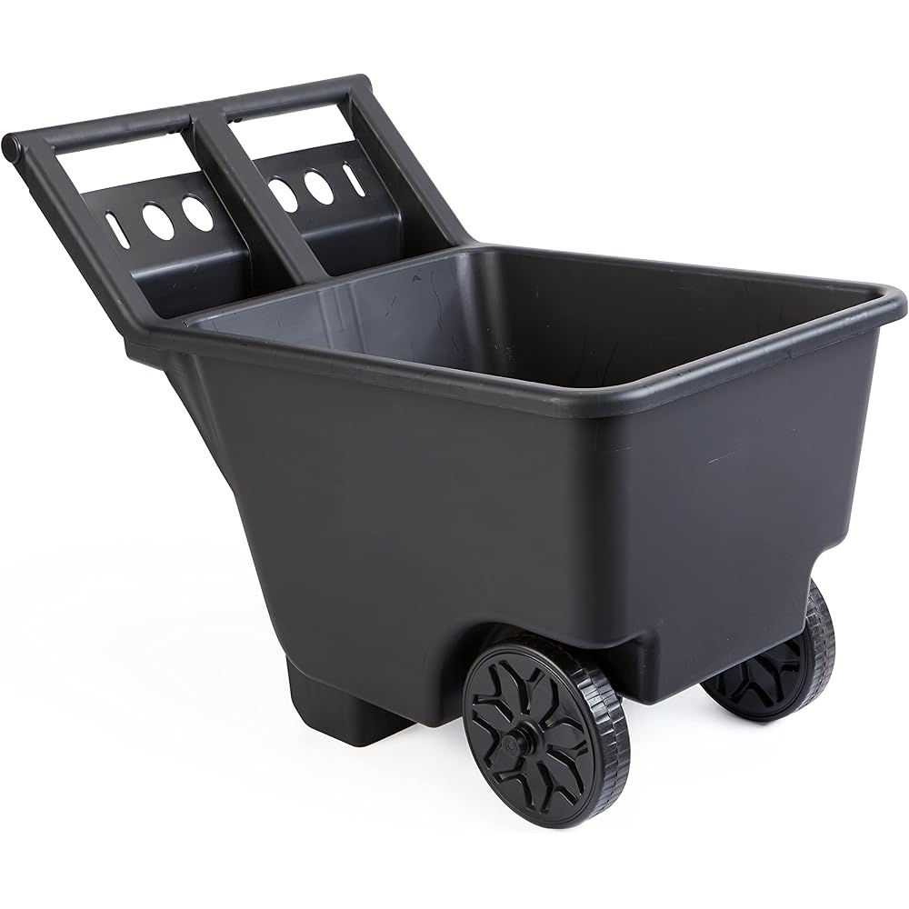 Mighty Tuff Yard Cart, Heavy Duty Wheeled Large Capacity Cart, 4.5 Cubic Feet, 200-pound Capacity Black