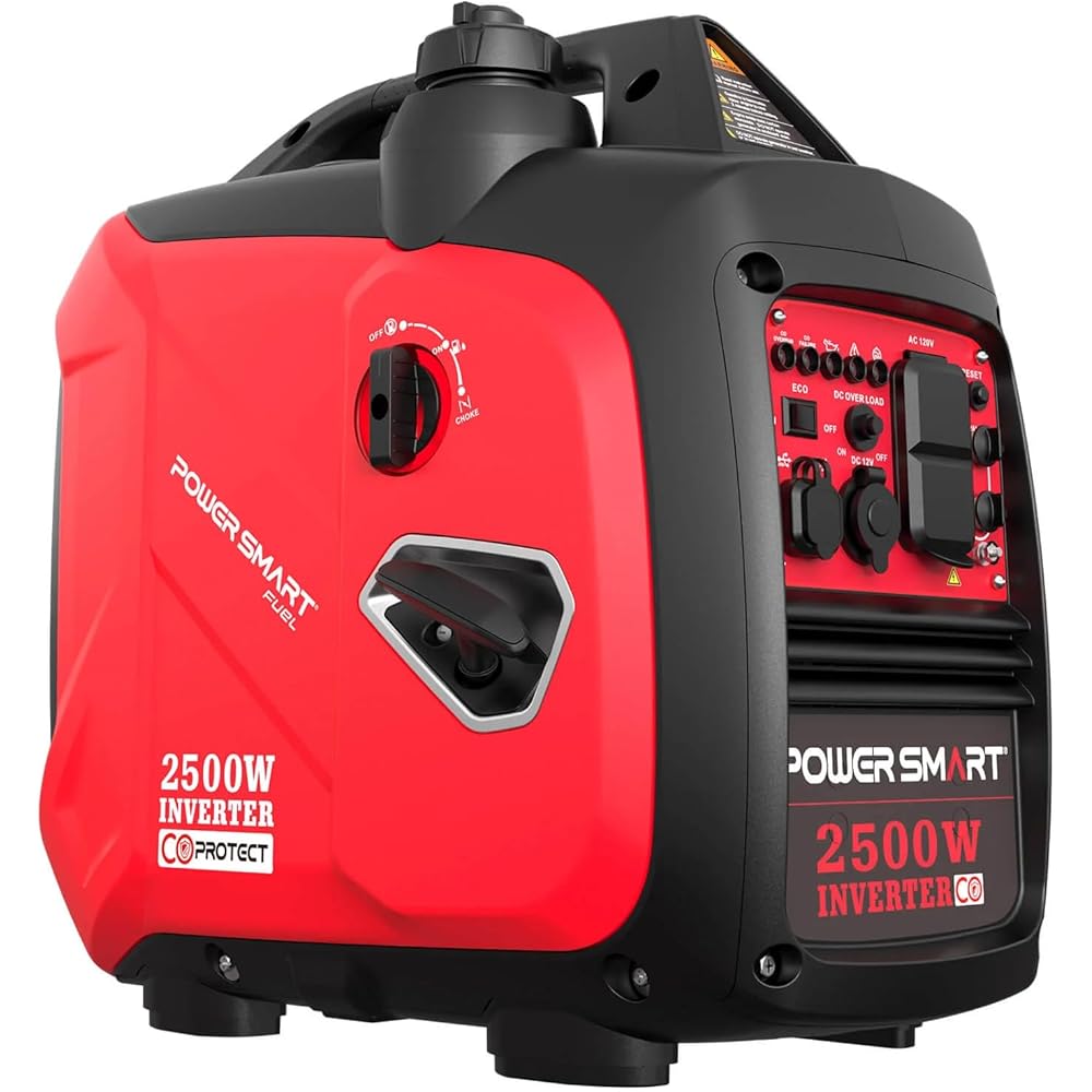 PowerSmart 2500-Watt Gas Powered Portable Inverter Generator, CO Sensor, Super Quiet for Camping, Home Emergency Use, EPA Compliant 2025 Version