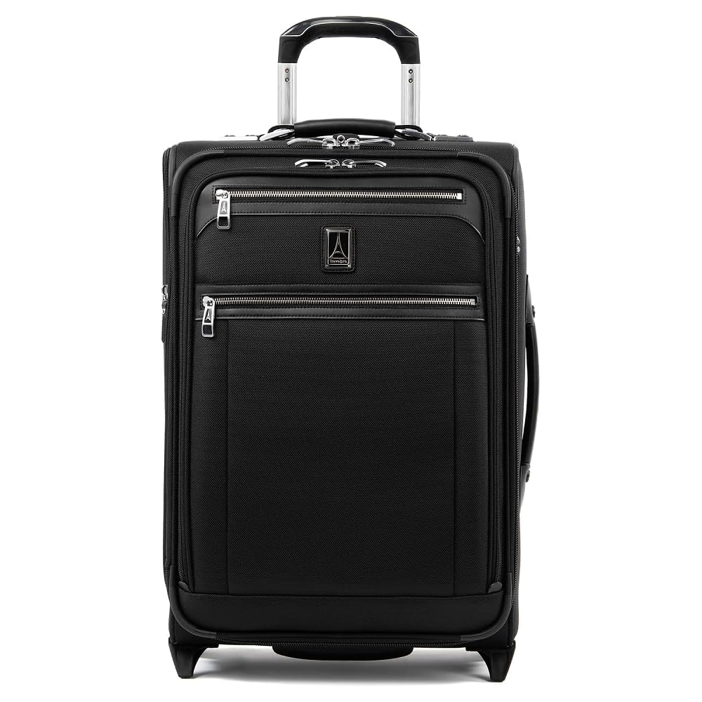 | Travelpro Platinum Elite Softside Expandable Carry on Luggage, 2 Wheel Upright Suitcase, USB Port, Men and Women, Shadow Black, Carry On 22-Inch | Carry-Ons