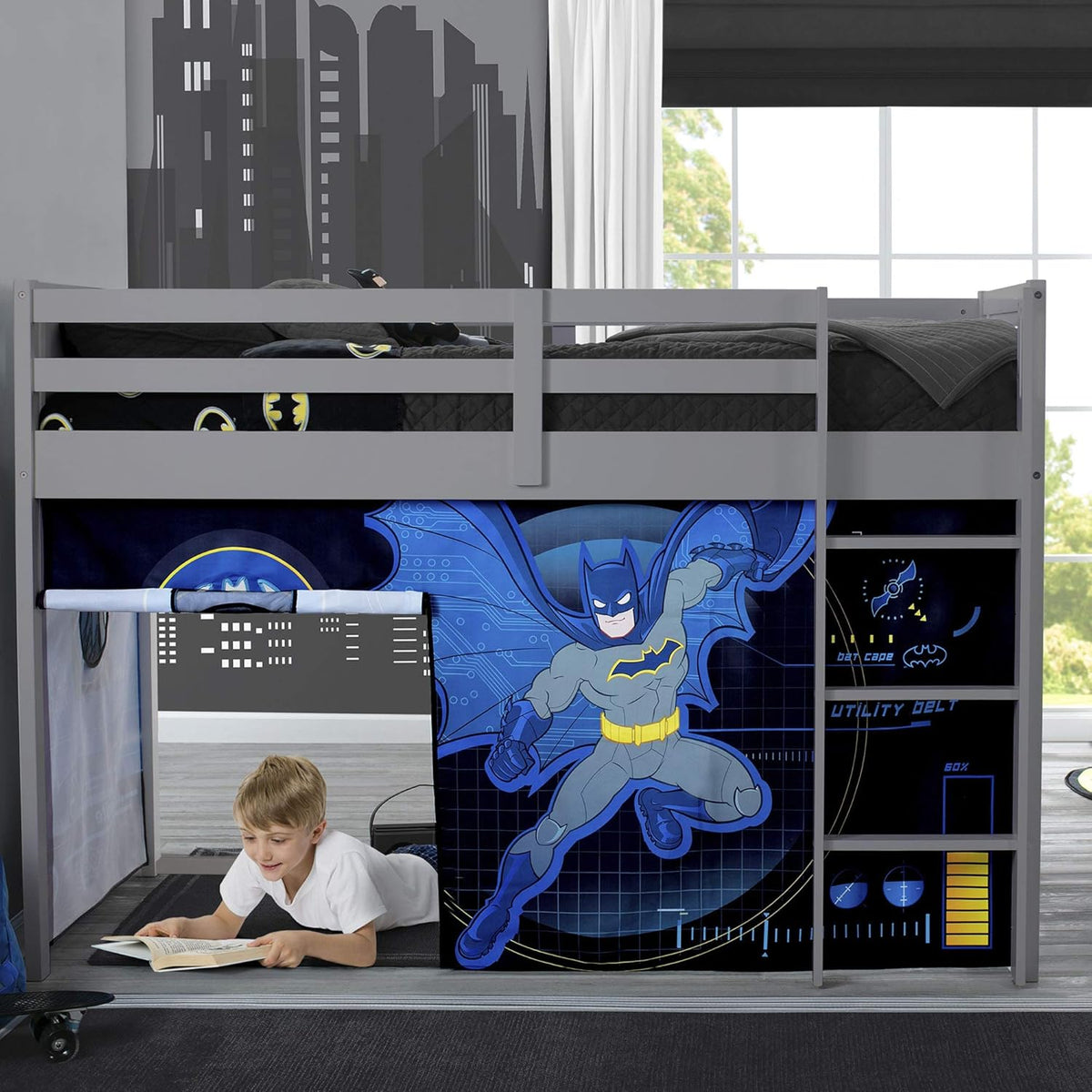 Delta Children Batman Low Twin Loft Bed Tent Curtain Set