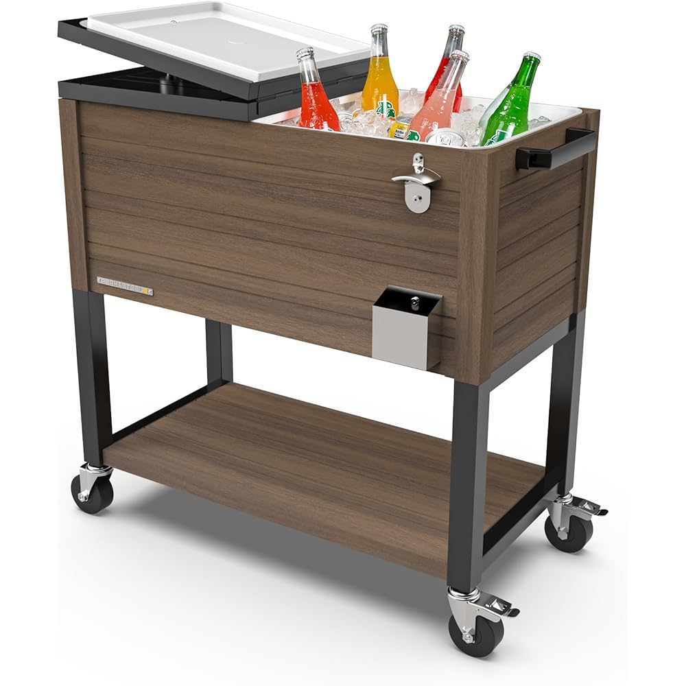 Permasteel 80-Quart Rolling Patio Party Cooler Box