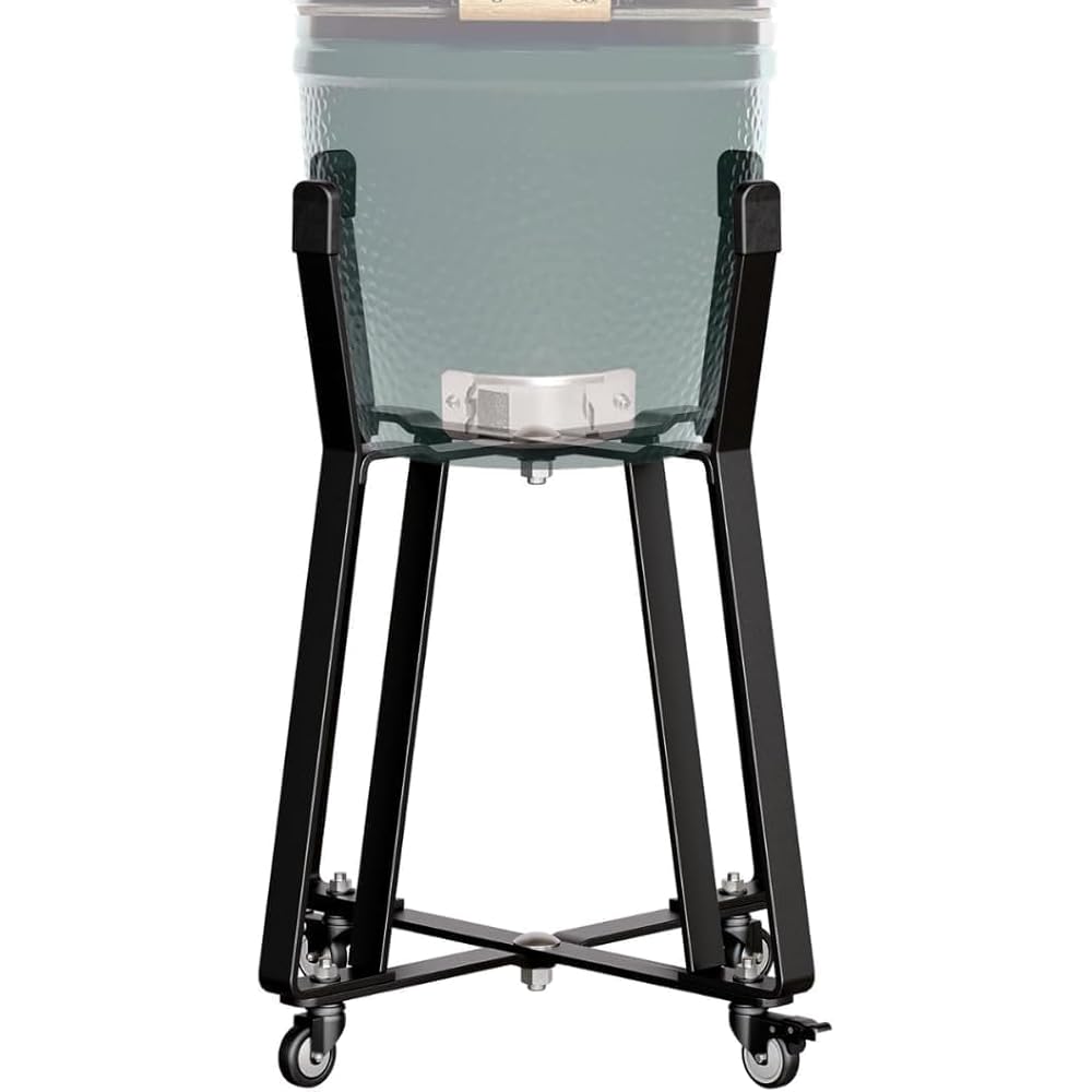 IDZO Grill Rolling Cart for BGE Minimax &amp; Kamado Joe Junior 18", Grill Stand with Heavy-Duty Locking Caster Wheels, Powder-Coated Charcoal BBQ Base, Outdoor Cooking Accessories