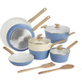 GoodCook 12-Piece Healthy Ceramic Titanium-Infused Cookware Set, Light Blue – Pots, Pans, Steamer, Spoon &amp; Turner – Induction Cookware, Kitchen Pots &amp; Pans Set, Nonstick Cooking Pan Set