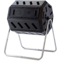 FCMP Outdoor IM4000 Dual Chamber Tumbling Composter Canadian-Made, 100% Recycled Resin Outdoor Rotating Compost Tumbler Bin for Garden, Kitchen, and Yard Waste, Black (37 Gallon)