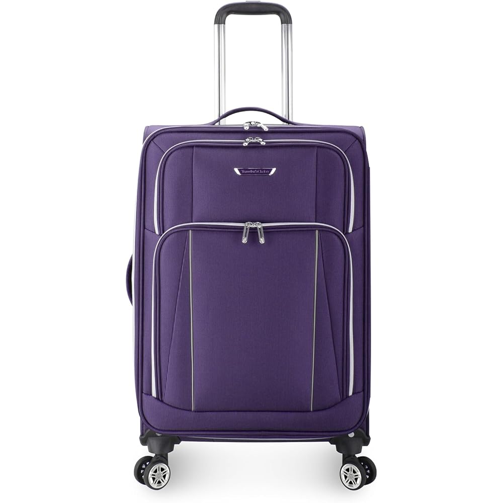 | Traveler's Choice Lares Softside Expandable Luggage with Spinner Wheels, Purple, Checked 26-Inch | Suitcases