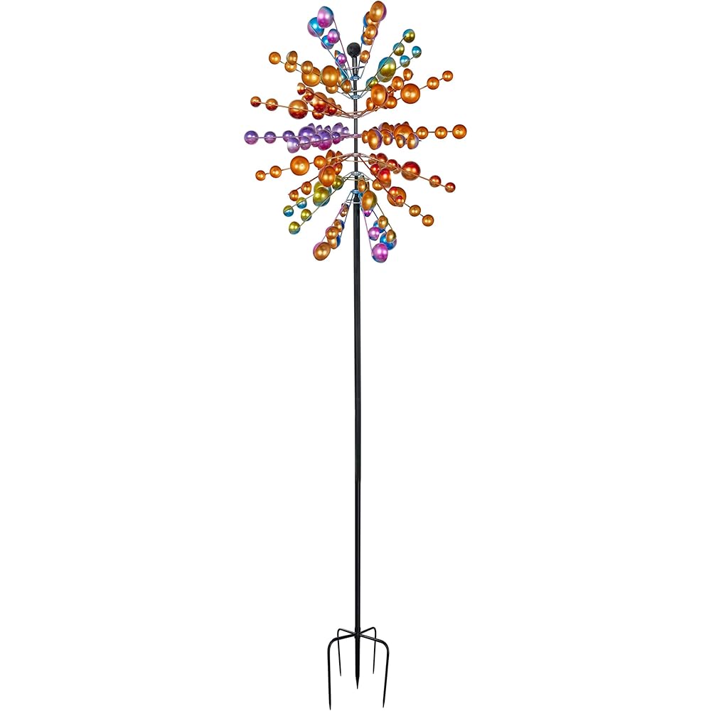 Alpine Corporation SLL2662 84" Cosmic Array Windmill Stake – Durable Iron Construction with Mesmerizing Spinning Effect, Colorful Multicolor Outdoor Décor for Garden, Lawn, and Patio