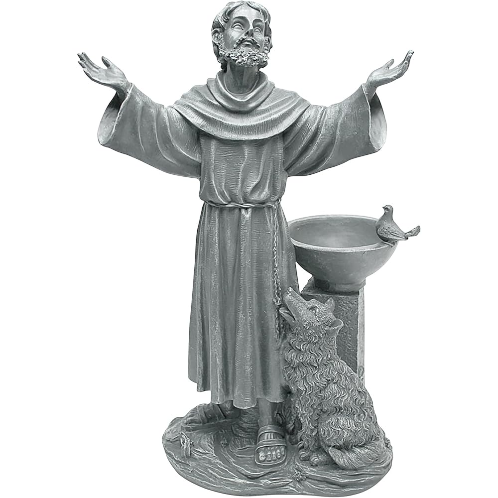 Francis of Assisi Blessing Garden Statue with Bird Feeder