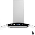 Iktch 30-Inch Island Mount Glass and Stainless Steel Range Hood