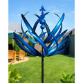 Cyan Oasis 91 inch Wind Spinners Outdoor Extra Large Outdoor Metal Wind Sculptures Spinners with Stake, Windmills for The Yard Garden, Yard Art Garden Lawn Decor Blue (27" W x 91" H)
