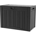 Decksplore 50 Gallon Outdoor Storage Box Waterproof Lockable Resin Deck Box Large, Patio Storage Bin for Pool Accessories Cushion Furniture, Garden Tools, UV-Resistant Outside Delivery Black