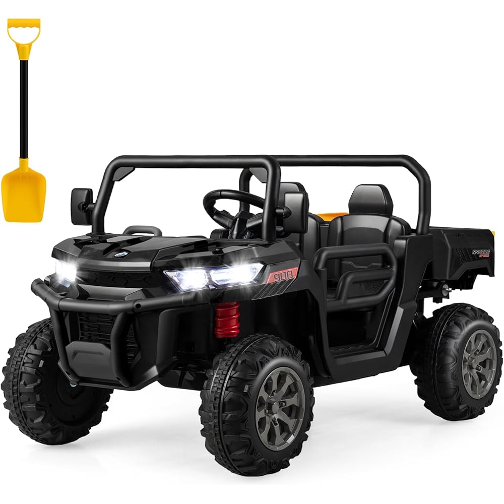 HONEY JOY 12V 2-Seater Kids Ride-On Off-Road Dump Truck (Black)