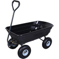 AAIN Heavy Duty Garden Cart with 10" Pneumatic Plastic Tires, 600LB Capacity, 180° Rotating Handle &amp; Quick Release System, Black 4 Cu.Ft Poly Dump Wagon for Yard, Outdoor, Beach, Home