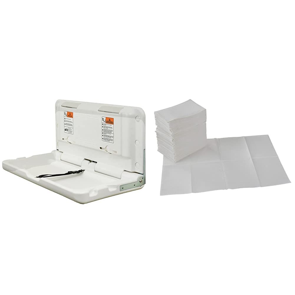 ECR4Kids Wall-Mounted Fold-Down Baby Changing Station with 500-Pack Liners