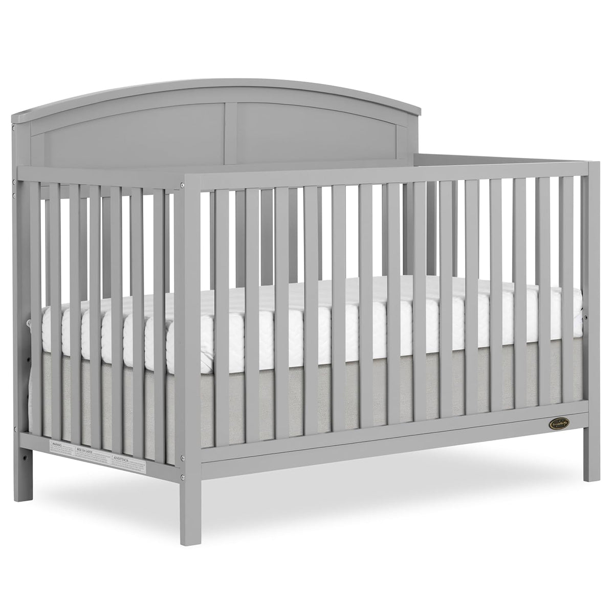 Dream On Me Storybrooke 5-in-1 Convertible Full-Size Baby Crib in Pebble Grey, GreenGuard Gold &amp; JPMA, Convert to Toddler, Day &amp; Full-Size Bed, Sustainable Pinewood, 3 Mattress Heights