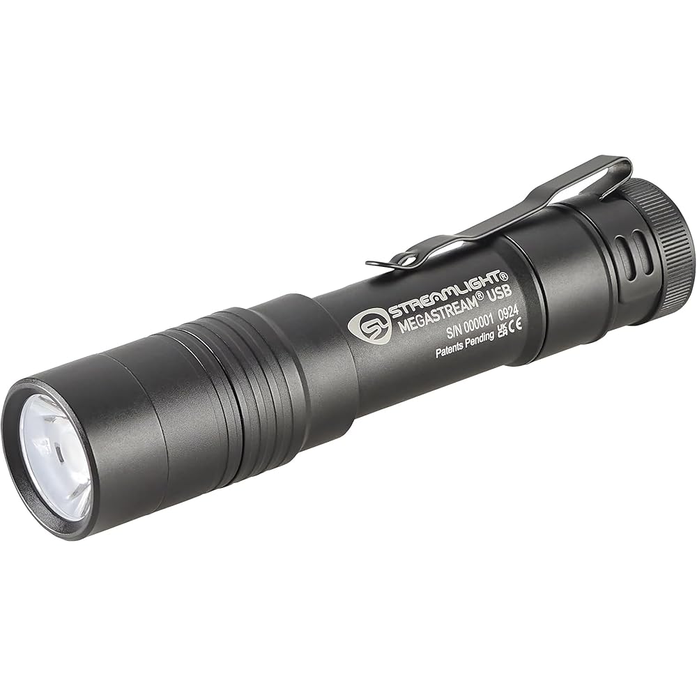Streamlight 66210 MegaStream USB 1800-Lumen 26000-Candela Rechargeable EDC Flashlight Includes Rechargeable Battery, USB-C Cable, and Holster, Black
