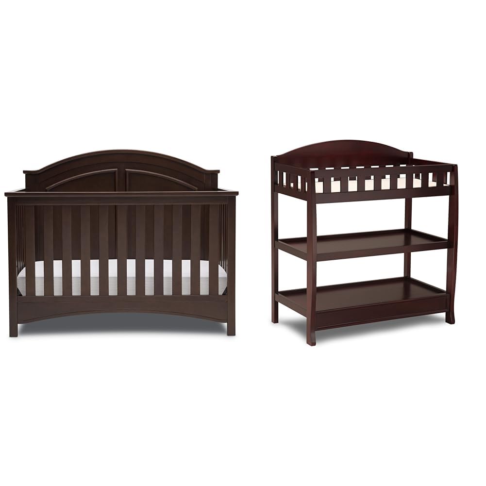 Delta Children Perry 6-in-1 Convertible Crib and Changing Table Set (Walnut Espresso)