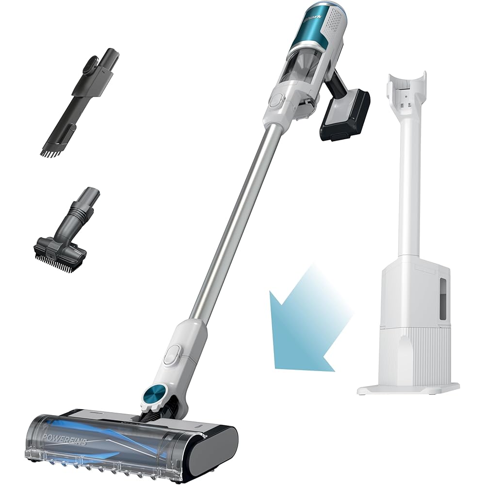 Shark Clean &amp; Empty Cordless Stick Vacuum – Lightweight Cordless with HEPA Filter, Portable, Rechargeable, Auto-Empty System, Stick Vacuum for Pet Hair, Carpets &amp; Hardfloor, White, BU3521
