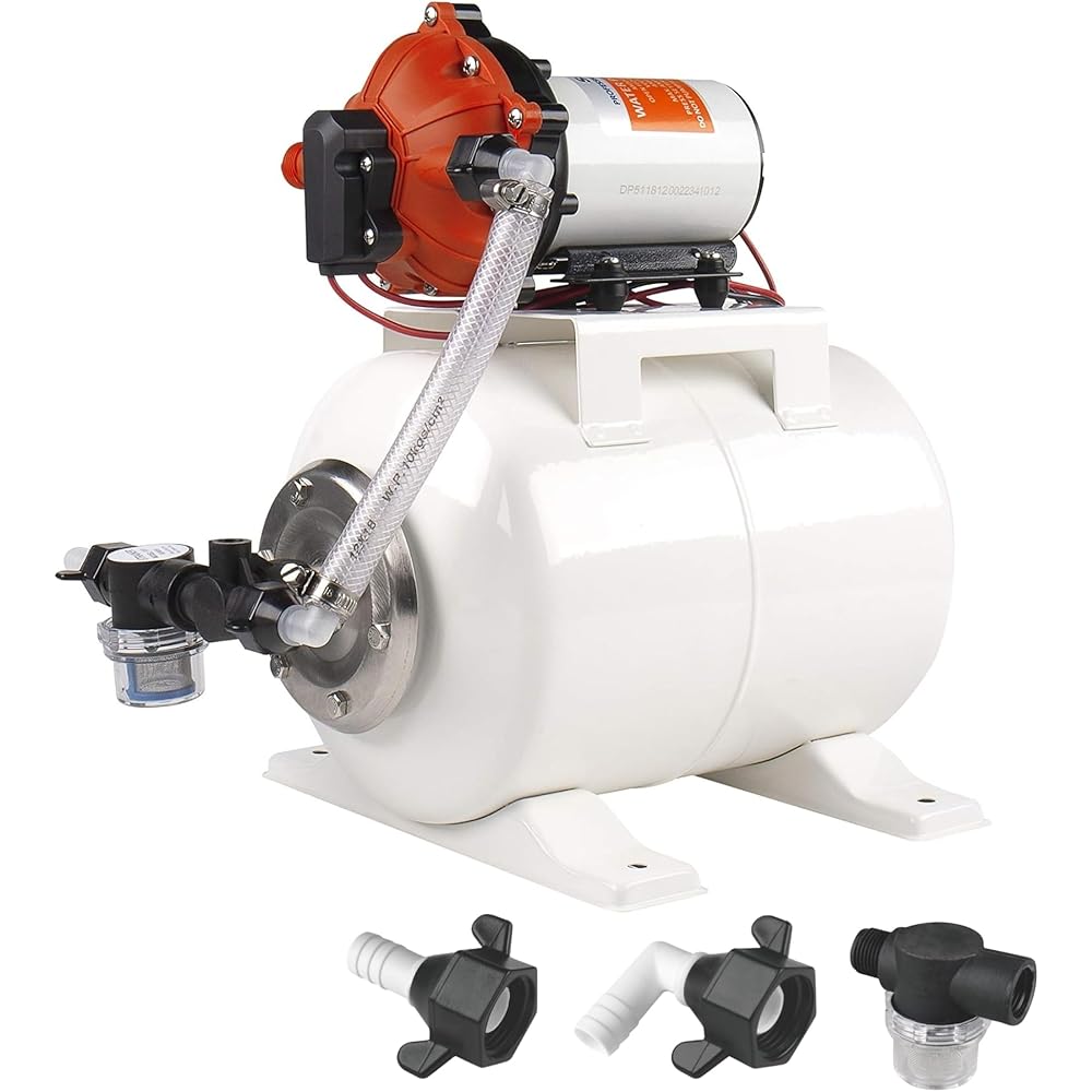 SEAFLO 12V DC 5.5 GPM Marine Water Pump with 2-Gallon Accumulator Tank
