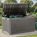 YITAHOME 100-Gallon Weatherproof Outdoor Resin Storage Bin (Taupe)