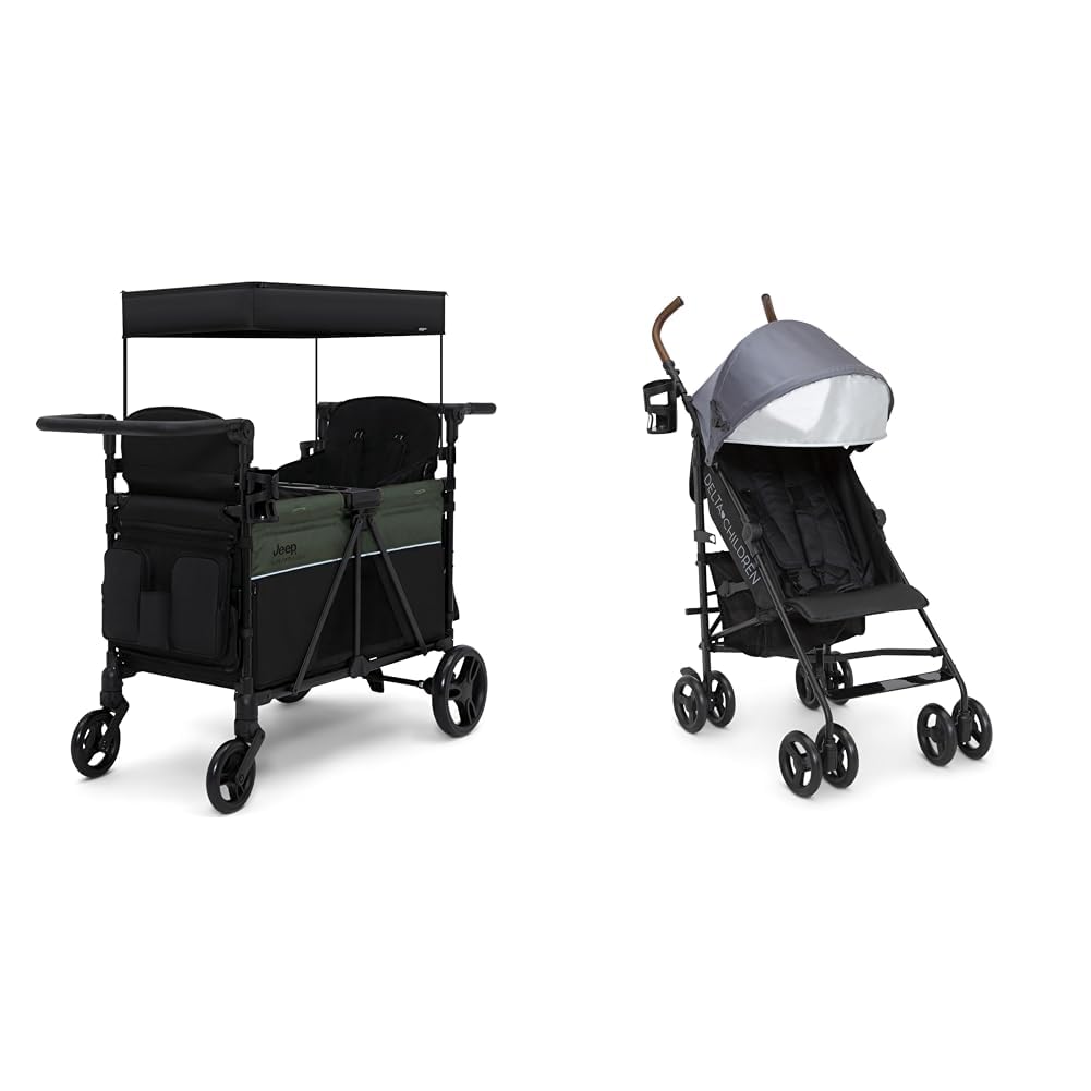 Delta Children Jeep Aries 2-Seater Stroller Wagon and 365 Plus Stroller Bundle